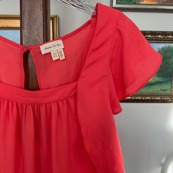 Anthropologie Meadow Rue Coral Flutter Sleeve Top - Picture 4 of 8
